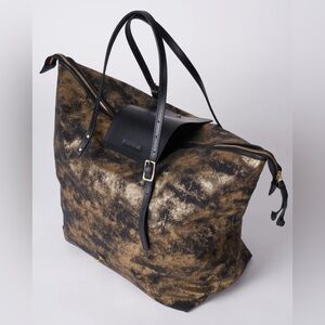 Pristine Condition Kempton & Co Canvas Henley Fold Up Handbag- Black & Gold
